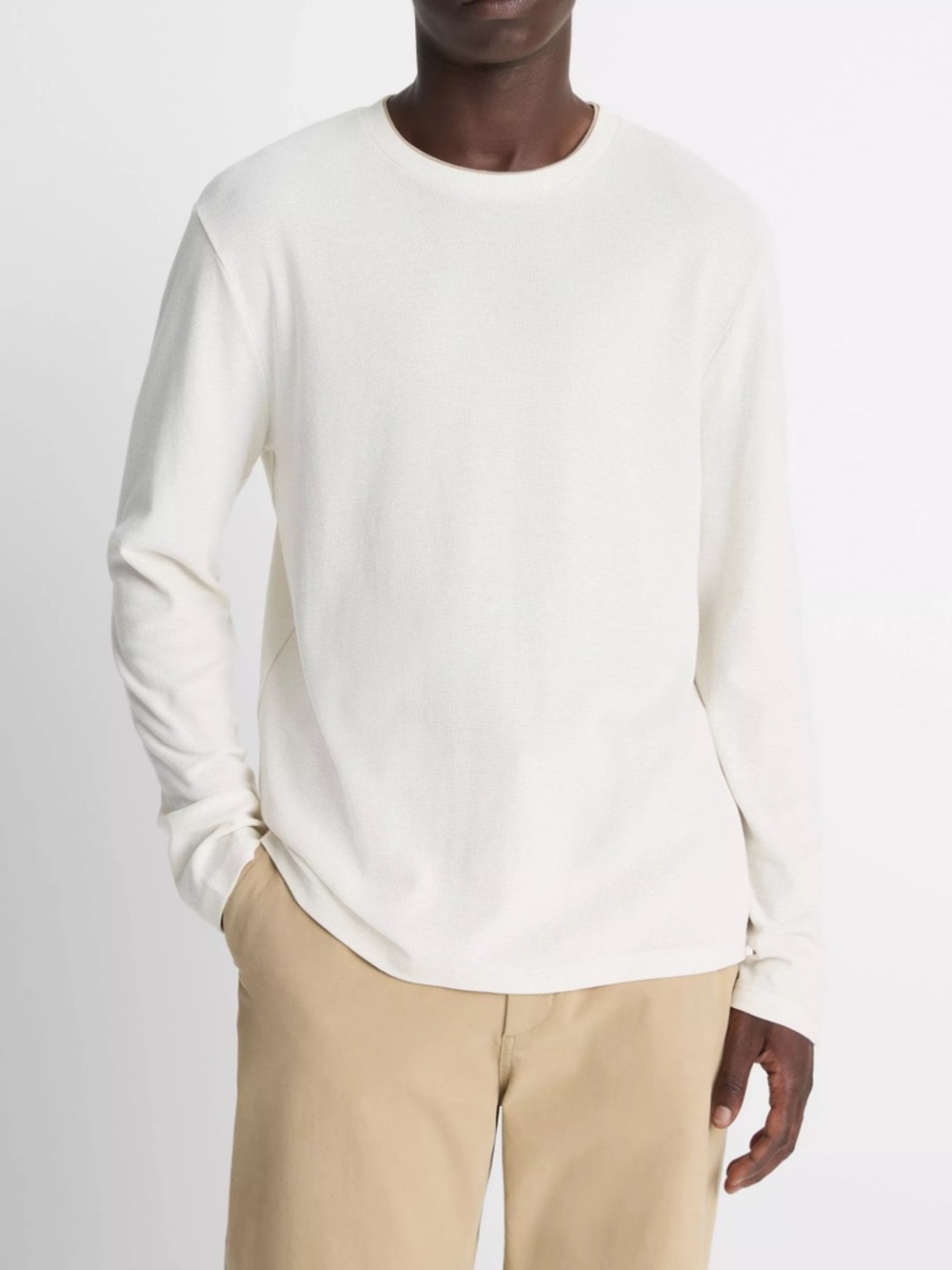 Vince Cream Waffle-Knit Top